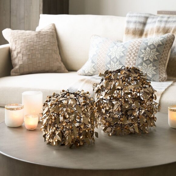 NWOT Pottery Barn - Lit Rustic Leaf Orb 8" Small - Picture 1 of 5